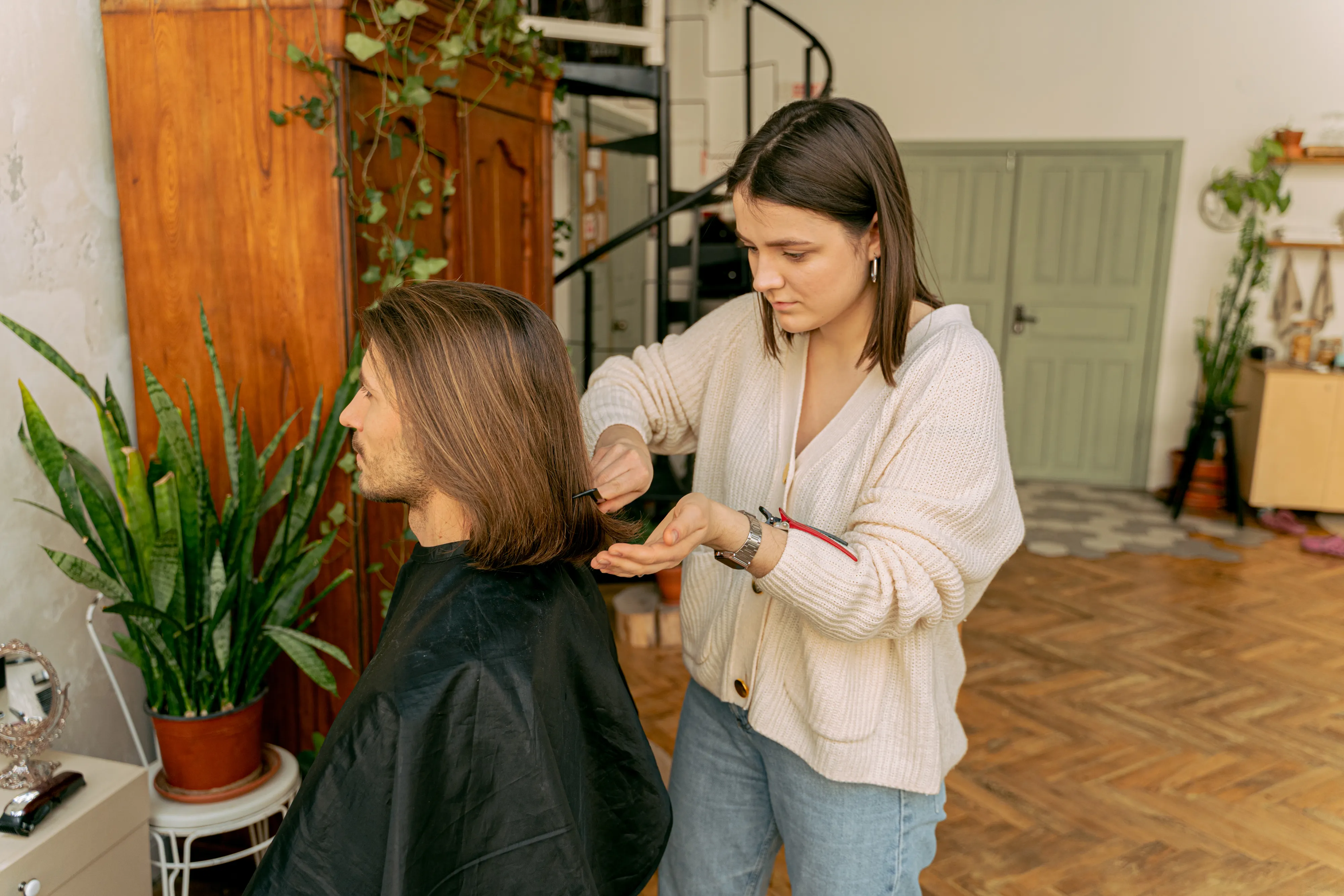 A beauty salon reception area, representing a service business that manages client appointments with an online booking system